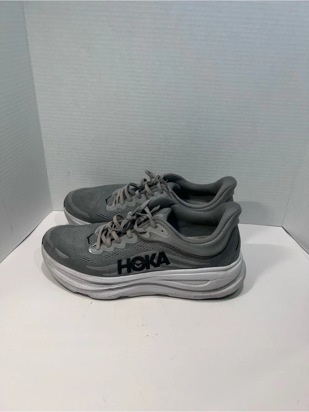 Hoka Grey Athletic Running Sneakers with White Midsole
